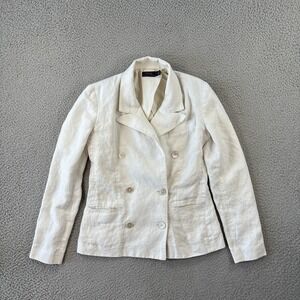 Polo Ralph Lauren Linen Blazer Womens 0 Double Breasted White Preppy